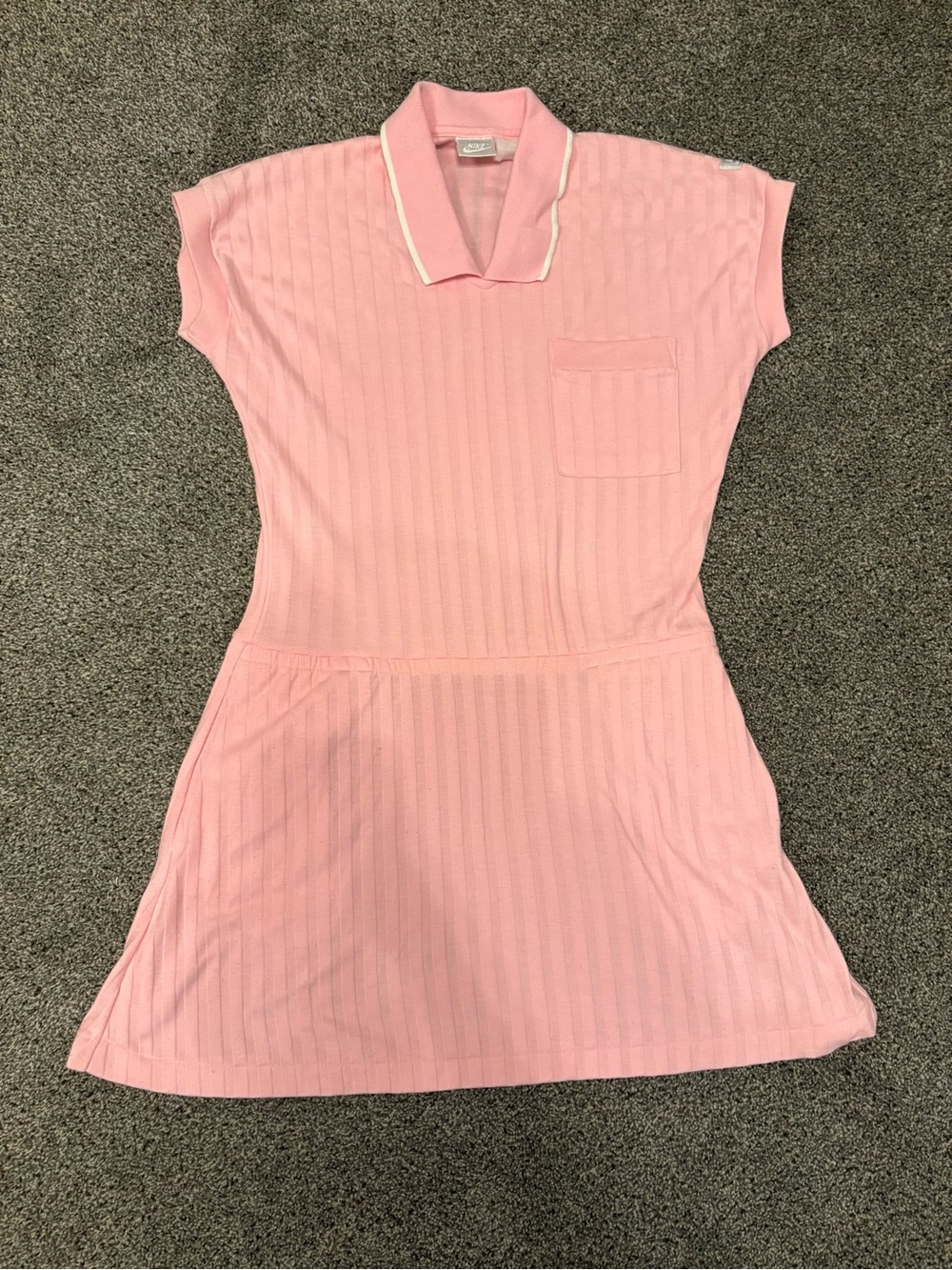 Nike Vintage 90s Pink Ribbed Polo Mini Dress - Silver tag collection